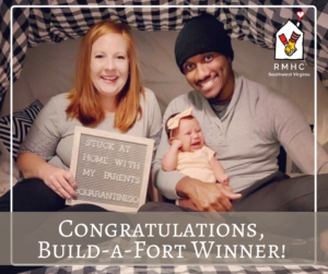 Redd Family in the blanket fort they built